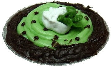 Dollhouse Mint Chocolate Chip Pie on a Silver Pie Plate 1:12 Scale Miniature - MiniatureCrush