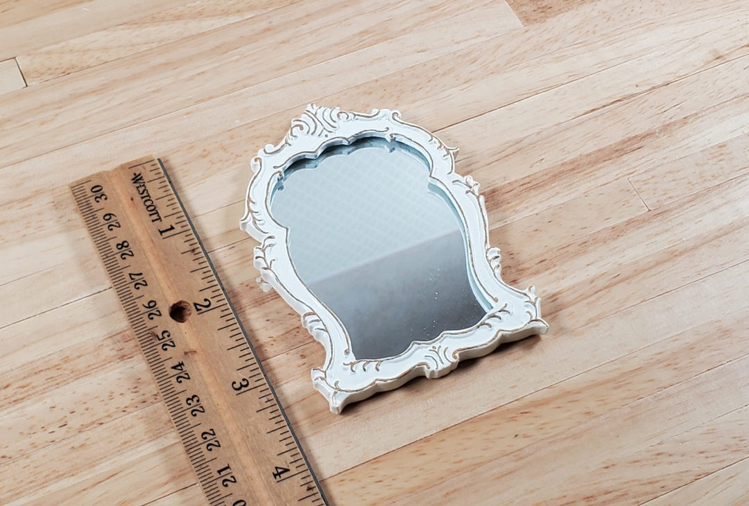 Dollhouse Mirror Cream with Gold Accents 1:12 Scale Miniature Decor - MiniatureCrush