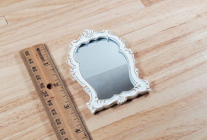 Dollhouse Mirror Cream with Gold Accents 1:12 Scale Miniature Decor - MiniatureCrush