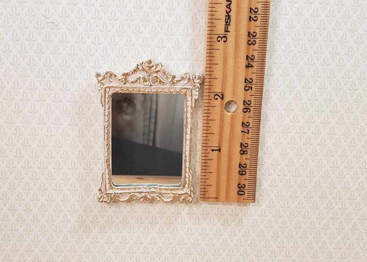 Dollhouse Mirror French Victorian Style Antique White & Gold 1:12 Scale - MiniatureCrush