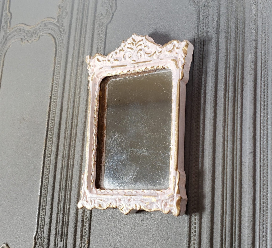 Dollhouse Mirror French Victorian Style Pink and Gold 1:12 Scale Miniature - Miniature Crush