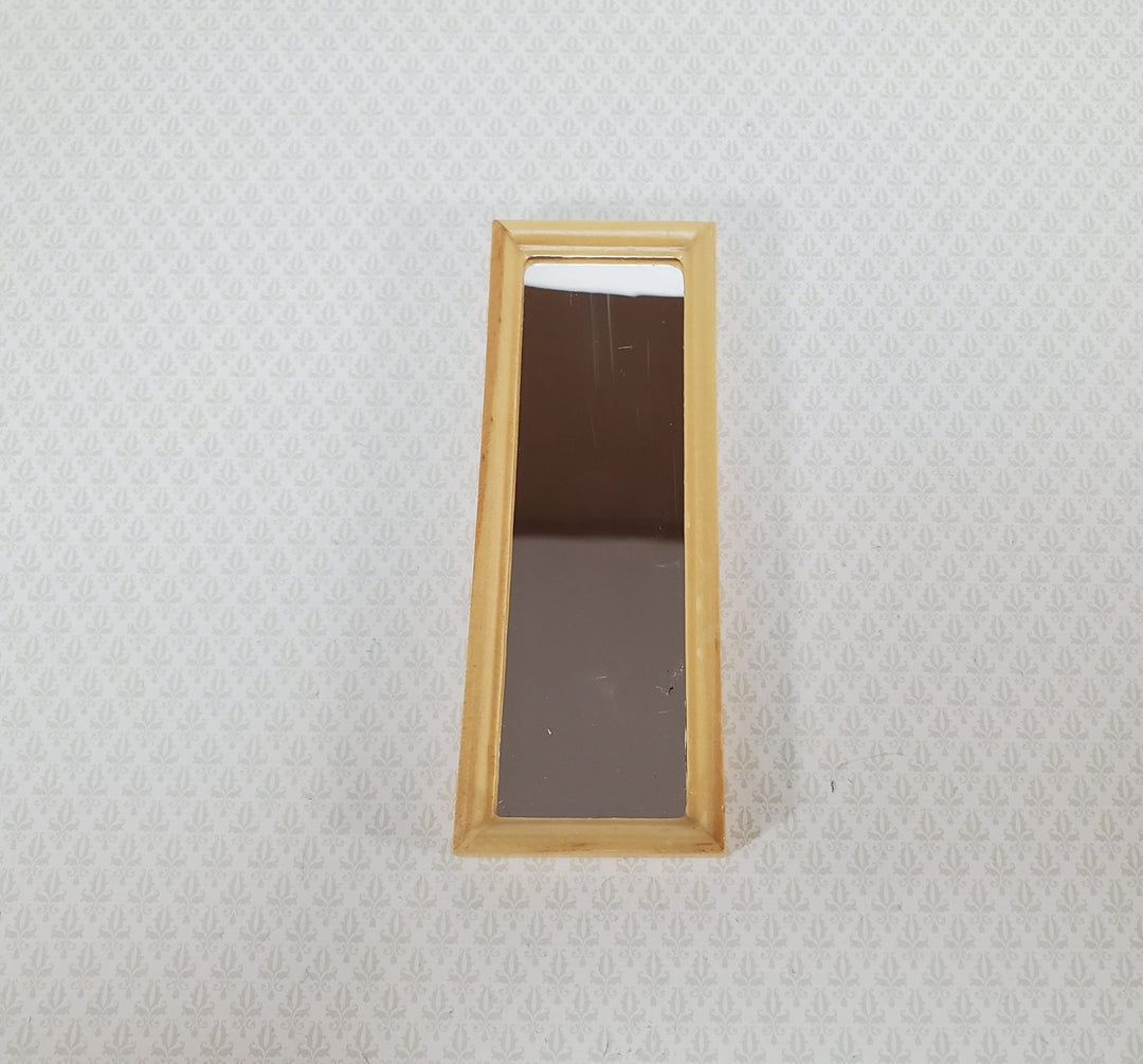 Dollhouse Mirror Full Length Dressing Wood Frame Modern 1:12 Scale Light Oak - Miniature Crush