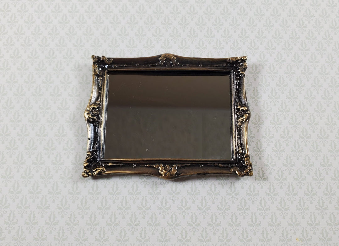 Dollhouse Mirror Metal Antique Bronze Frame 1:12 Scale Miniature Accessory - Miniature Crush