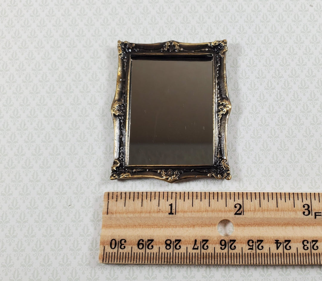 Dollhouse Mirror Metal Antique Bronze Frame 1:12 Scale Miniature Accessory - Miniature Crush