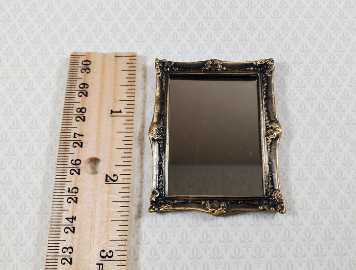 Dollhouse Mirror Metal Antique Bronze Frame 1:12 Scale Miniature Accessory - Miniature Crush