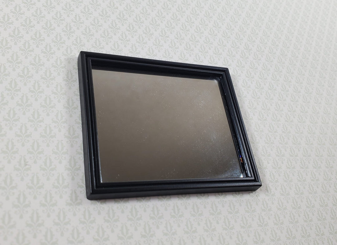 Dollhouse Mirror Slim Black Metal Frame Modern Style 1:12 Scale Miniature - Miniature Crush