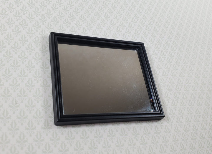 Dollhouse Mirror Slim Black Metal Frame Modern Style 1:12 Scale Miniature - Miniature Crush