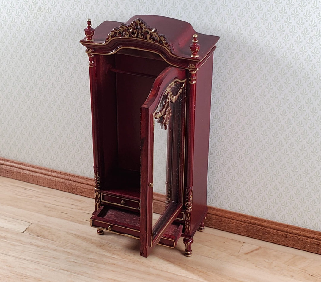 Dollhouse Mirrored Wardrobe Mahogany Finish 1:12 Scale by Hasson Miniatures - MiniatureCrush