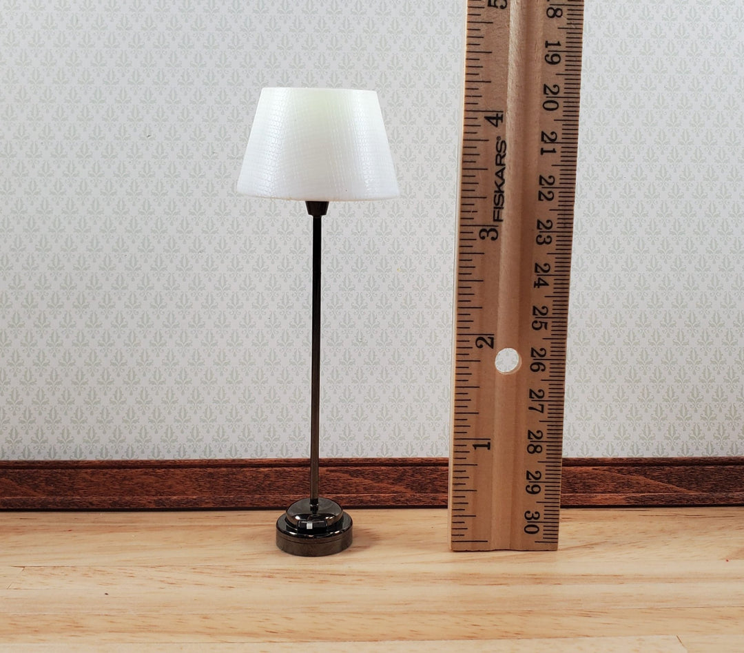 Dollhouse Modern Battery Light Floor Lamp Black Base 1:12 Scale Houseworks 2380 - MiniatureCrush