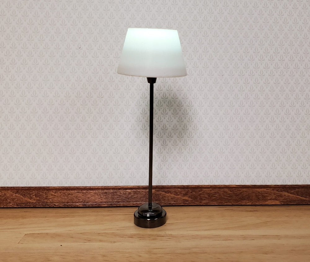 Dollhouse Modern Battery Light Floor Lamp Black Base 1:12 Scale Houseworks 2380 - MiniatureCrush