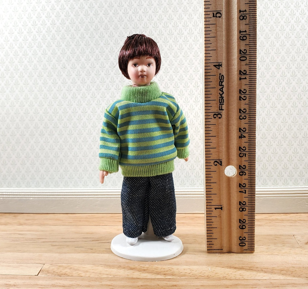 Dollhouse Modern Boy Son Doll Porcelain Semi - Poseable 1:12 Scale Miniature - Miniature Crush