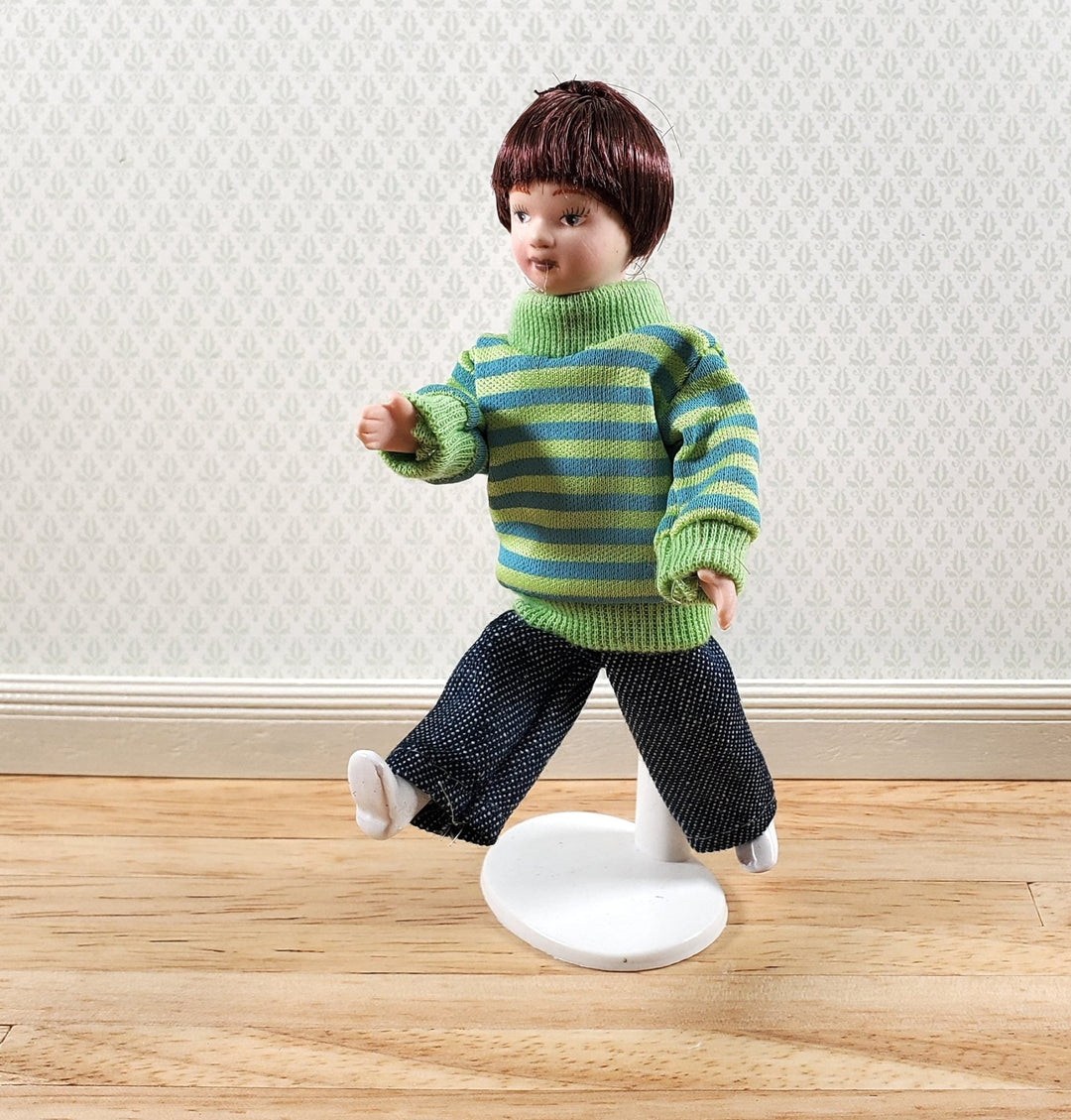 Dollhouse Modern Boy Son Doll Porcelain Semi - Poseable 1:12 Scale Miniature - Miniature Crush