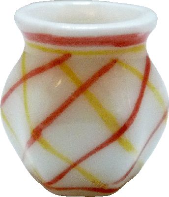 Dollhouse Modern Ceramic Vase Yellow & Rust Striped 1:12 Scale Miniature - MiniatureCrush