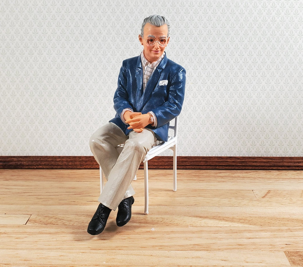 Dollhouse Modern Grandfather Grandpa Sitting 1:12 Scale "Carter" Houseworks - MiniatureCrush