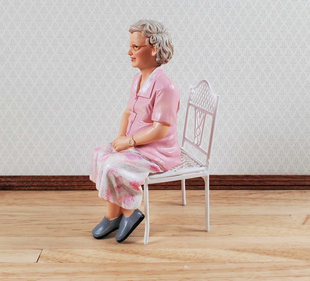 Dollhouse Modern Lady Grandma Doll Sitting 1:12 Scale Miniature "RoseMary" - MiniatureCrush