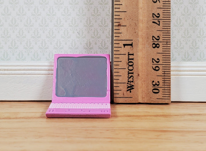 Dollhouse Modern Laptop Computer PINK Metal 1:12 Scale Miniature - MiniatureCrush
