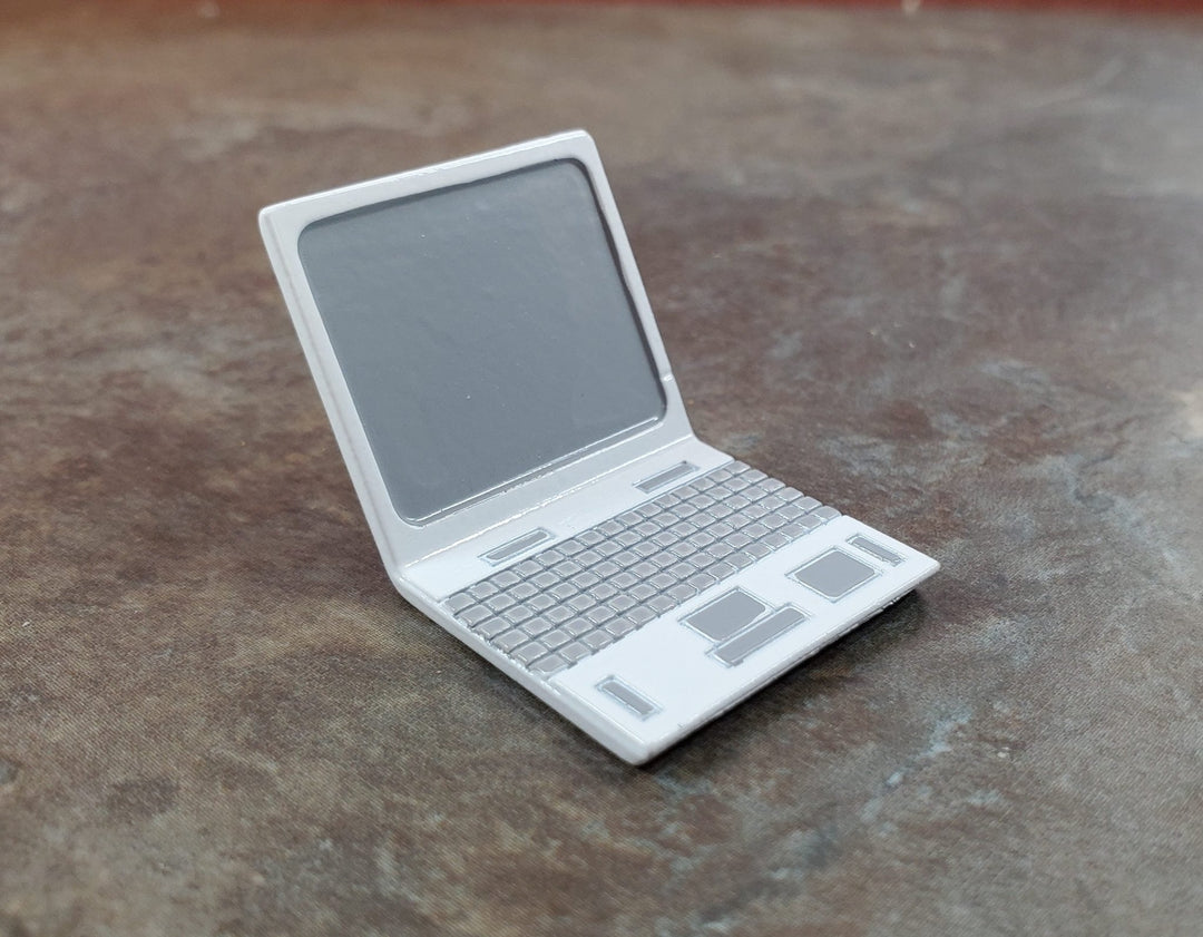 Dollhouse Modern Laptop Computer White Metal 1:12 Scale Miniature Accessory - Miniature Crush