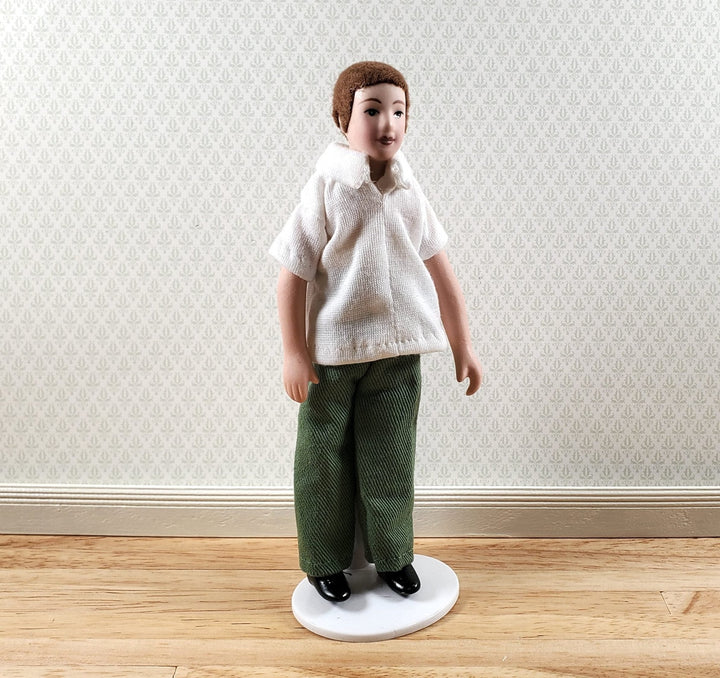 Dollhouse Modern Male Doll Porcelain Dad Father 1:12 Scale Miniature White Shirt - Miniature Crush