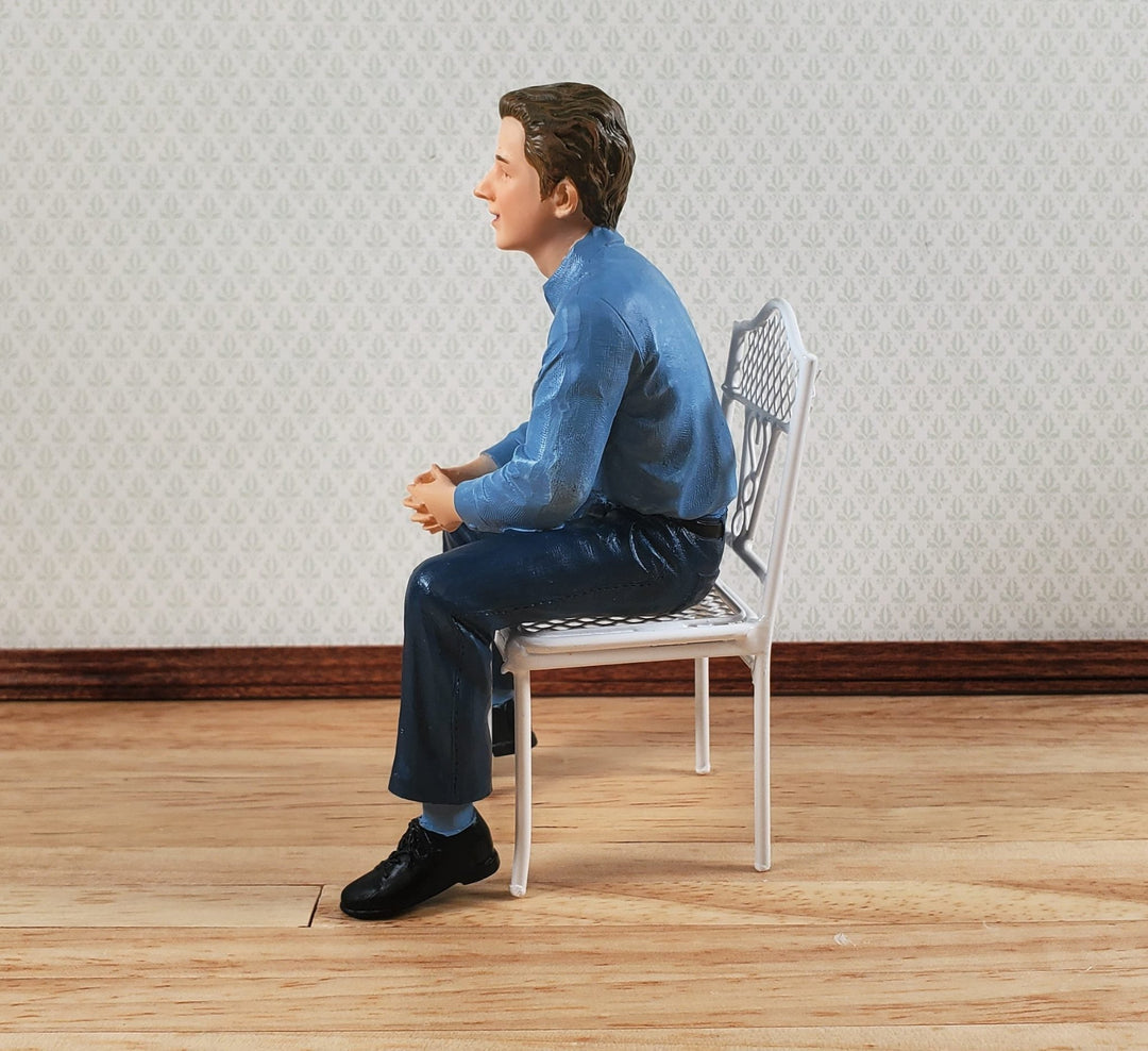 Dollhouse Modern Young Man Father Sitting Casual 1:12 Scale "Joel" Houseworks - MiniatureCrush