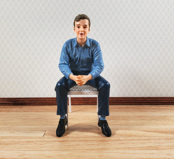 Dollhouse Modern Young Man Father Sitting Casual 1:12 Scale "Joel" Houseworks - MiniatureCrush