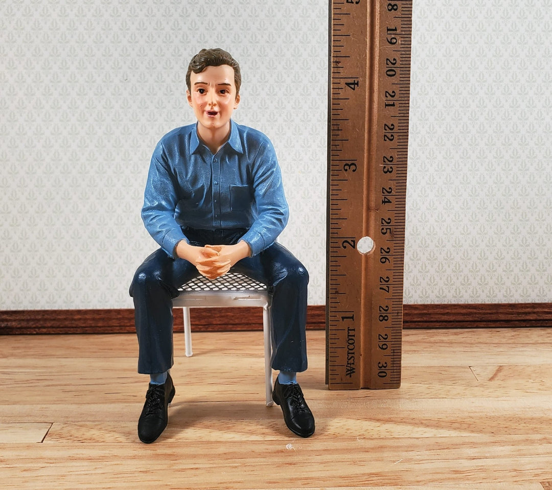 Dollhouse Modern Young Man Father Sitting Casual 1:12 Scale "Joel" Houseworks - MiniatureCrush
