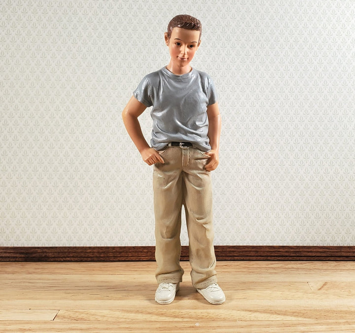 Dollhouse Modern Young Man Male Standing Casual T-Shirt 1:12 Scale "Brantley" - MiniatureCrush