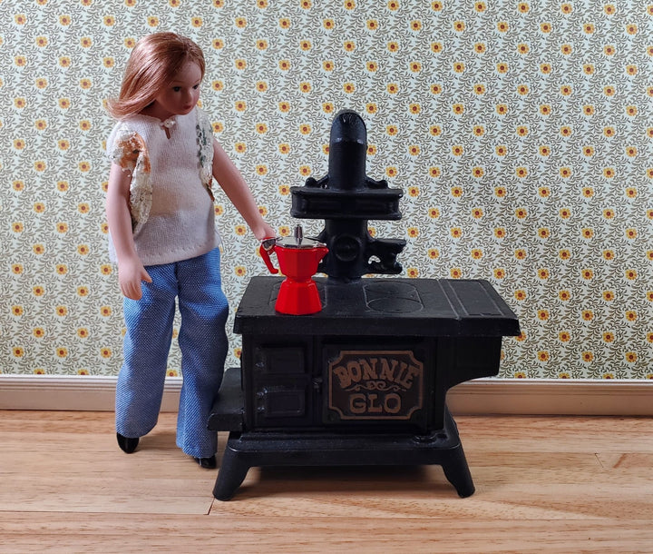 Dollhouse Moka Coffee Pot Maker Opening Top Red Metal 1:12 Scale Kitchen - Miniature Crush