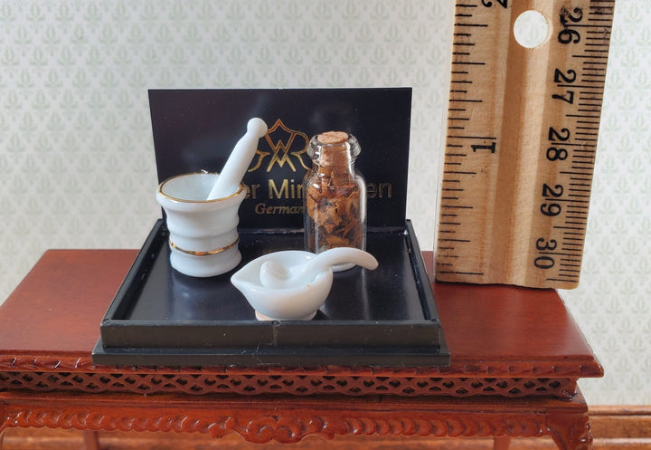 Dollhouse Mortar and Pestle Set Reutter Porcelain 1:12 Scale Miniatures - MiniatureCrush