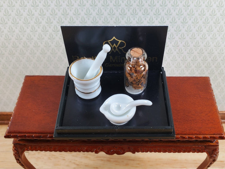 Dollhouse Mortar and Pestle Set Reutter Porcelain 1:12 Scale Miniatures - MiniatureCrush