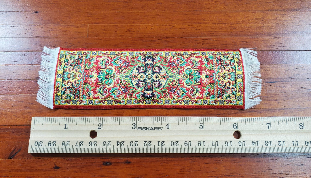 Dollhouse Narrow Carpet Rug Runner Red Gold Black Woven Fabric 1:12 Scale - MiniatureCrush