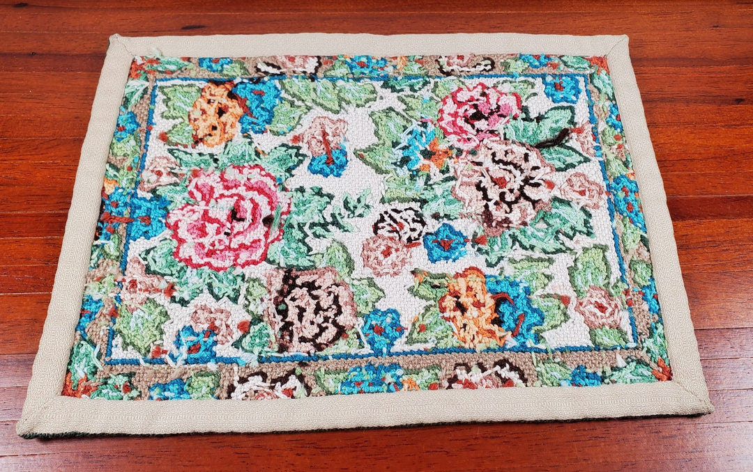 Dollhouse Needlepoint Rug Large Aubusson Style 1:12 Scale Carpet Floral - MiniatureCrush