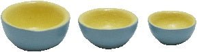 Dollhouse Nesting Bowls Blue and Yellow Set of 3 1:12 Scale Miniature Dishes - MiniatureCrush