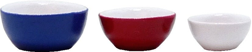 Dollhouse Nesting Mixing Bowls Blue Red & White Set of 3 1:12 Scale Miniatures - MiniatureCrush