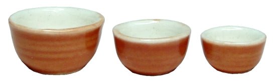 Dollhouse Nesting Mixing Bowls Orange White Set of 3 1:12 Scale Miniature Dishes - MiniatureCrush