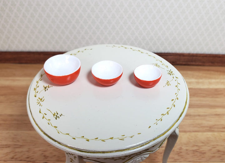 Dollhouse Nesting Mixing Bowls Orange White Set of 3 1:12 Scale Miniature Dishes - MiniatureCrush