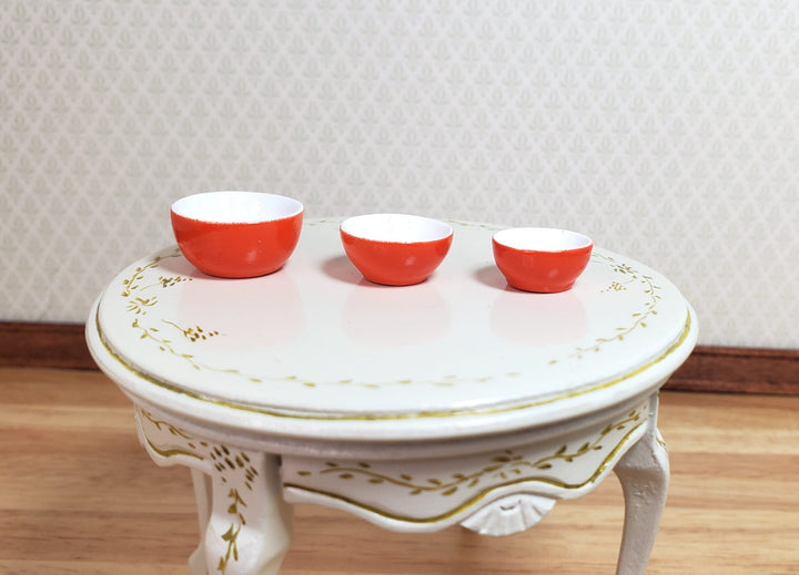 Dollhouse Nesting Mixing Bowls Orange White Set of 3 1:12 Scale Miniature Dishes - MiniatureCrush