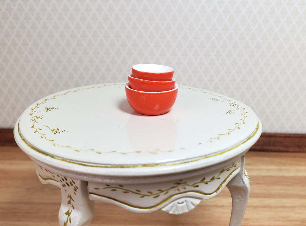 Dollhouse Nesting Mixing Bowls Orange White Set of 3 1:12 Scale Miniature Dishes - MiniatureCrush