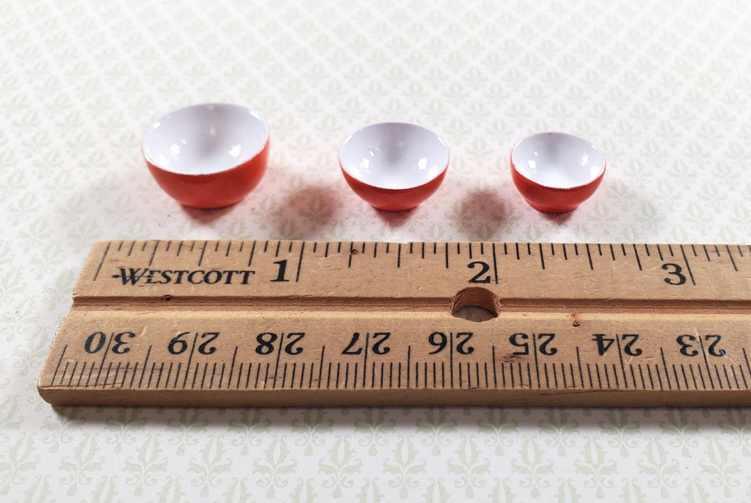 Dollhouse Nesting Mixing Bowls Orange White Set of 3 1:12 Scale Miniature Dishes - MiniatureCrush