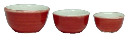Dollhouse Nesting Mixing Bowls Red & White Set of 3 1:12 Scale Miniature Dishes - MiniatureCrush