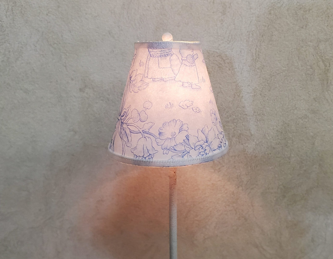Dollhouse Nursery Floor Lamp Blue Shade White Base 12 Volt Wired 1:12 - MiniatureCrush