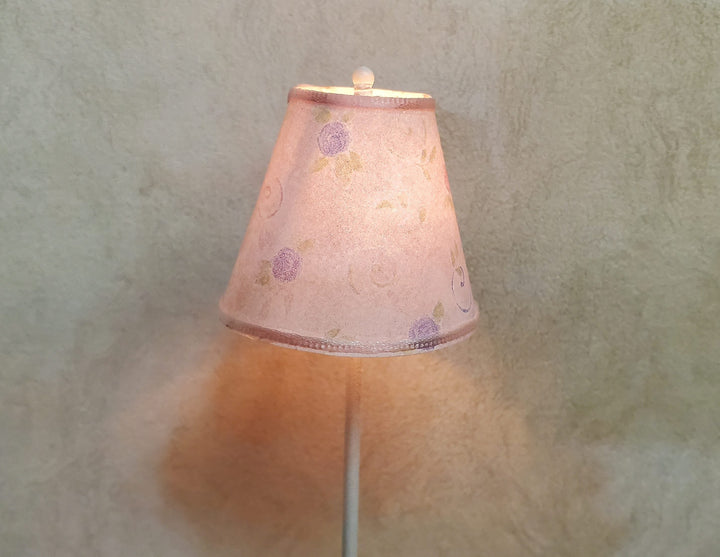 Dollhouse Nursery Floor Lamp Pink Shade White Base 12 Volt Wired 1:12 - MiniatureCrush