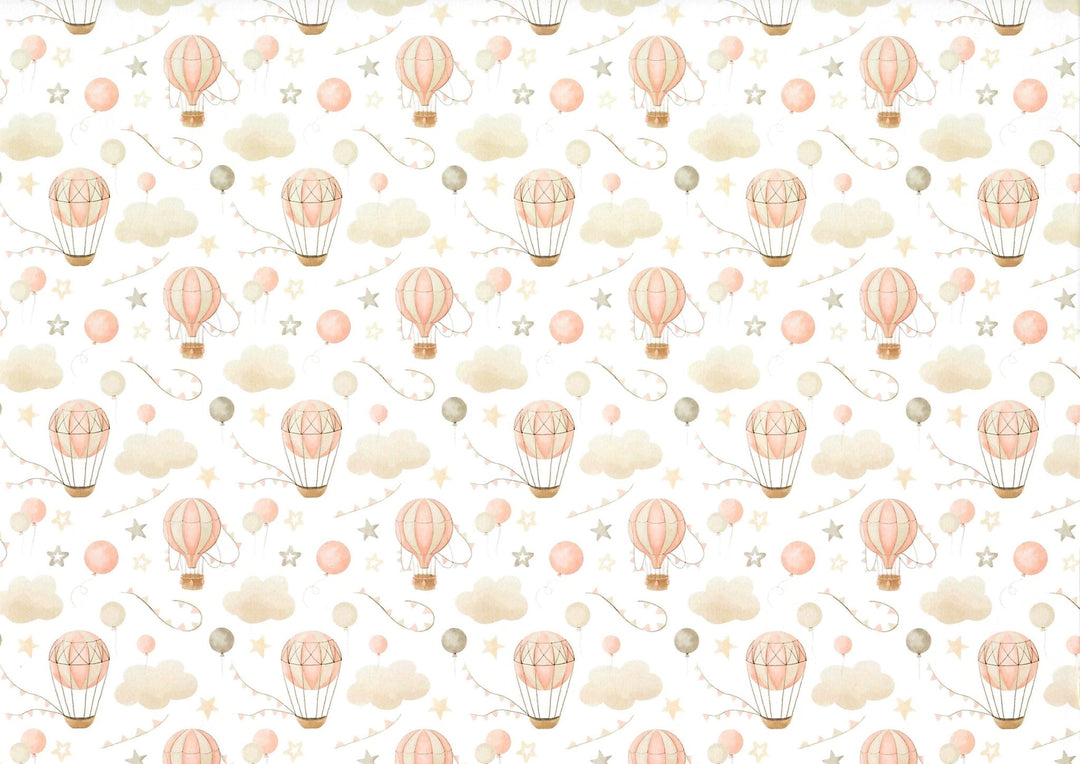 Dollhouse Nursery Wallpaper 3 Sheets Hot Air Balloons Beige 1:12 Scale Miniature - MiniatureCrush
