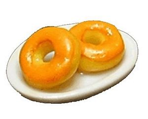 Dollhouse Orange Donuts on Plate 1:12 Scale Miniature Food Bakery Kitchen - MiniatureCrush