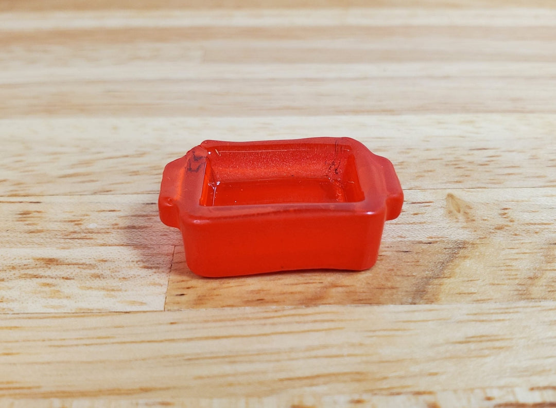 Dollhouse Orange Glass Casserole Dish with Handles 1:12 Scale Miniature Kitchen - MiniatureCrush