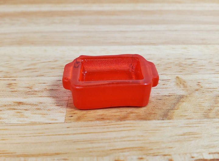 Dollhouse Orange Glass Casserole Dish with Handles 1:12 Scale Miniature Kitchen - MiniatureCrush