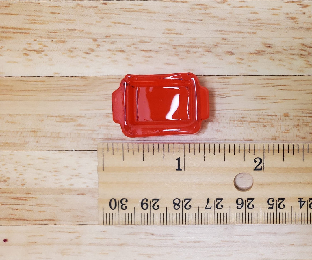 Dollhouse Orange Glass Casserole Dish with Handles 1:12 Scale Miniature Kitchen - MiniatureCrush