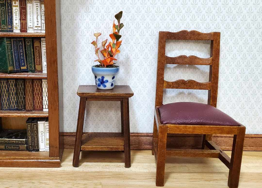 Dollhouse Orange Ivy Plant in Blue & White Ceramic Pot 1:12 Scale Miniature - MiniatureCrush