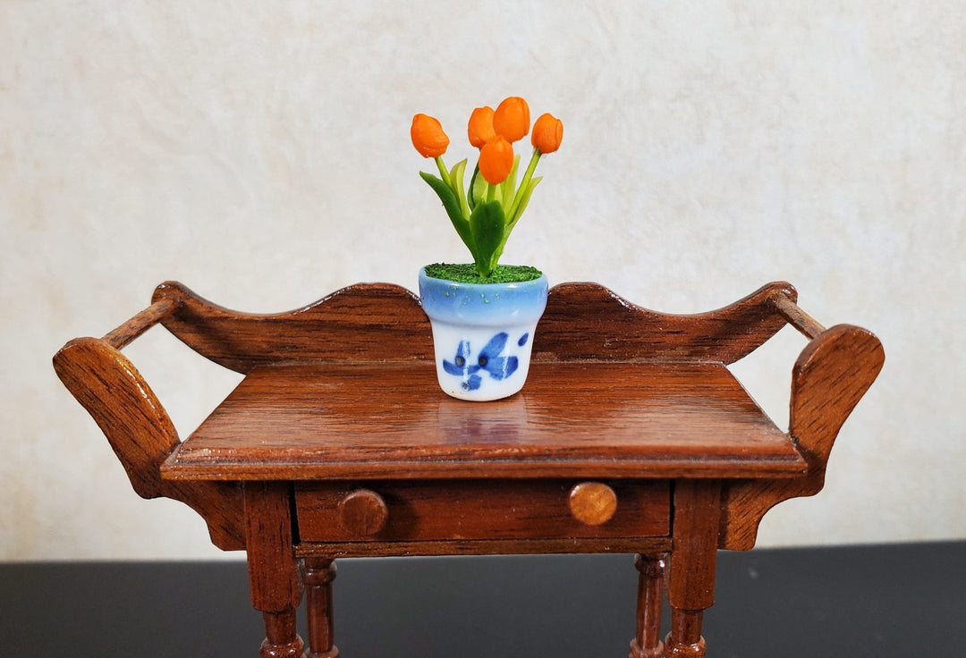 Dollhouse Orange Tulips in a Ceramic Planter Pot 1:12 Scale Miniature - MiniatureCrush