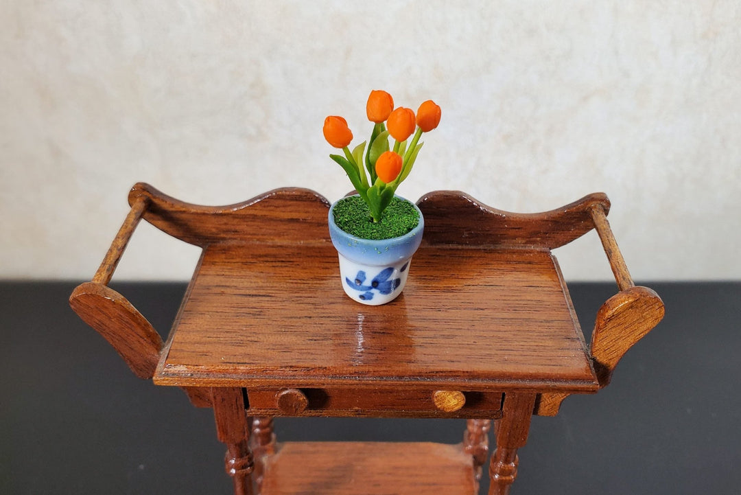 Dollhouse Orange Tulips in a Ceramic Planter Pot 1:12 Scale Miniature - MiniatureCrush