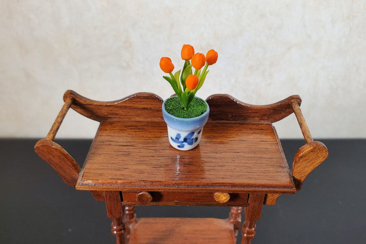 Dollhouse Orange Tulips in a Ceramic Planter Pot 1:12 Scale Miniature - MiniatureCrush